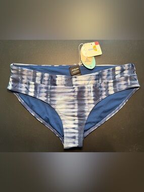 Prana Marta Bikini Bottoms Size XL Blue Belize Hazy Days Tie Dye Bathing Suit